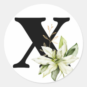 Pegatina Redonda invierno MONOGRAMA alfabeto búlgaro cirílico Clase