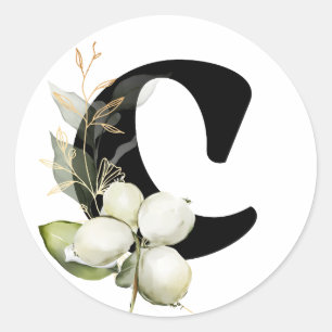 Pegatina Redonda invierno MONOGRAMA alfabeto cirílico búlgaro  Clas