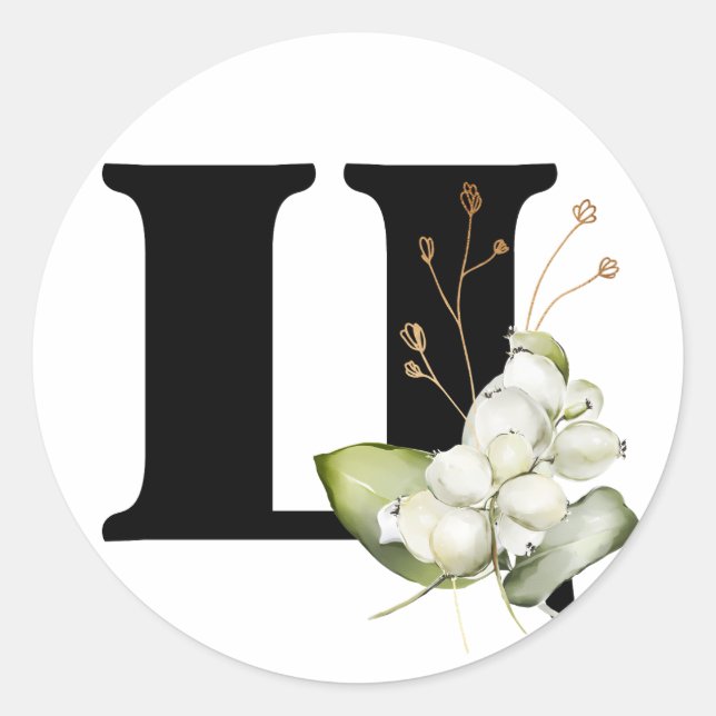 Pegatina Redonda invierno MONOGRAMA alfabeto cirílico búlgaro Clase (Anverso)