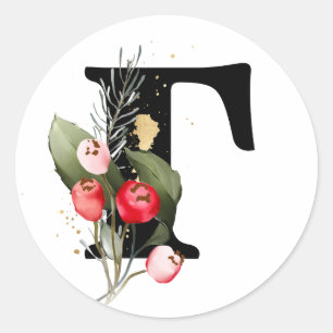 Pegatina Redonda invierno MONOGRAMA alfabeto cirílico búlgaro Clase