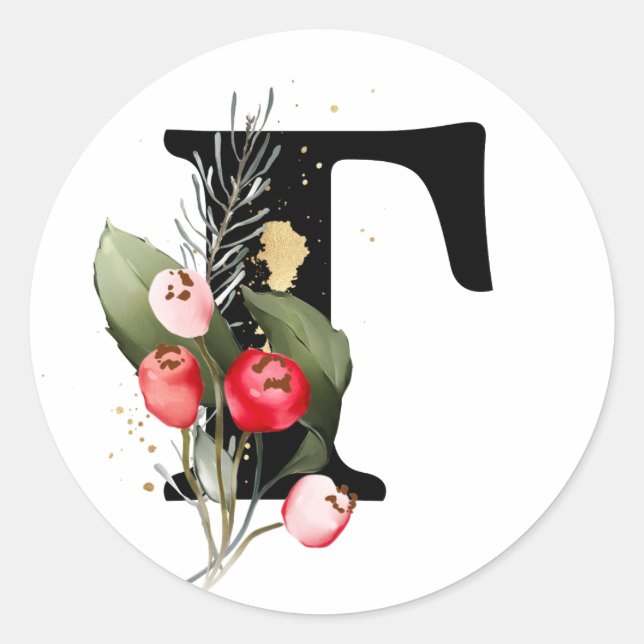 Pegatina Redonda invierno MONOGRAMA alfabeto cirílico búlgaro Clase (Anverso)