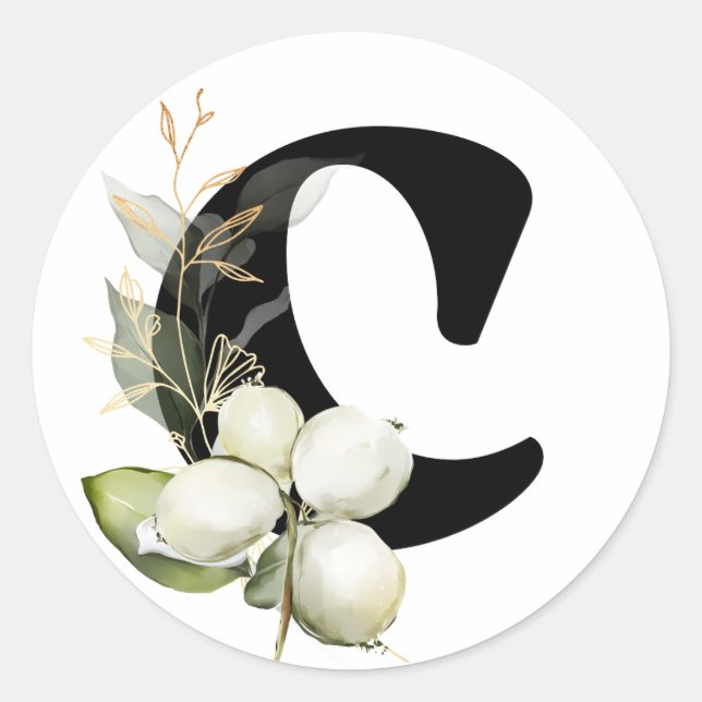 Pegatina Redonda invierno MONOGRAMMA alfabeto cirílico búlgaro Clas (Anverso)