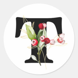 Pegatina Redonda invierno MONOGRAMMA alfabeto cirílico búlgaro Clas