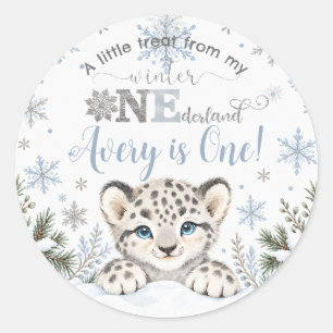 Pegatina Redonda Invierno Onederland Animales Árticos 1er Cumpleaño