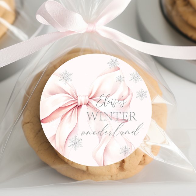 Pegatina Redonda Invierno Rosa de Onederland Primer cumpleaños (Subido por el creador)