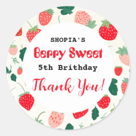 Pegatina Redonda Invitación a cumpleaños de Berry Sweet
