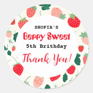 Pegatina Redonda Invitación a cumpleaños de Berry Sweet