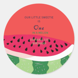 Pegatina Redonda Invitación a Fiesta de sandía de Summer Vibes