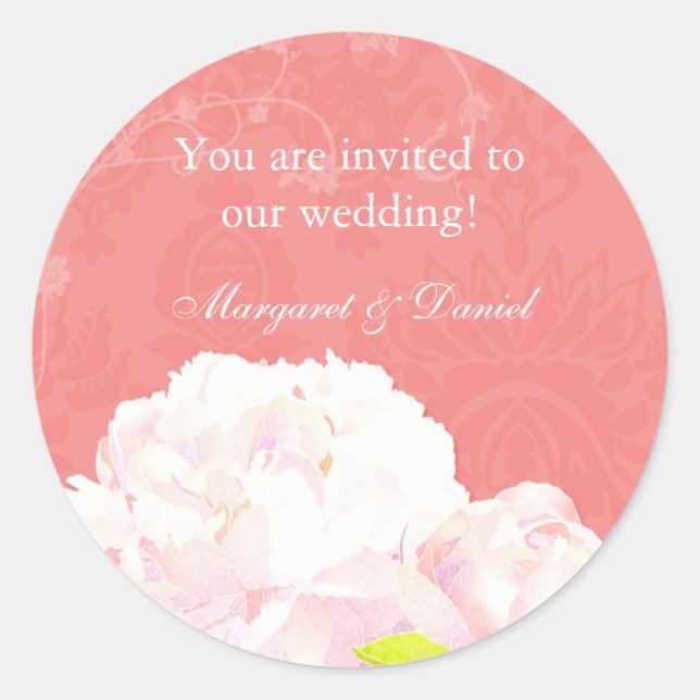 Pegatina Redonda Invitación a la boda de amigos de los arrecifes de (Anverso)