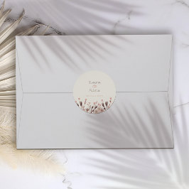 Pegatina Redonda Invitación a la boda de Boho Wildflower