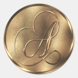 Pegatina Redonda Invitación a la boda de bronce en Monograma A