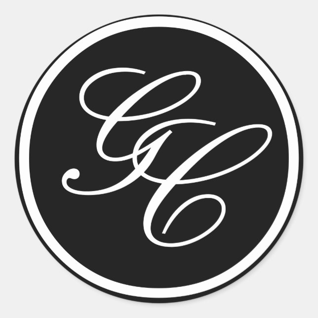 Pegatina Redonda Invitación a la boda de las Iniciales de Monograma (Anverso)