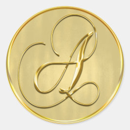 Pegatina Redonda Invitación a la boda de un monograma de oro
