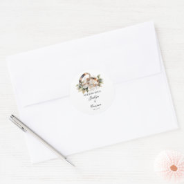 Pegatina Redonda Invitación a la boda española con el anillo del bo