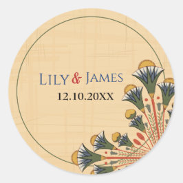 Pegatina Redonda Invitación a la boda Patrimonio faraónico sobre el