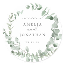 Invitación a la boda por eucalipto de color de agu