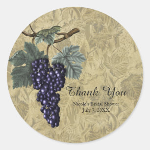 Pegatina Redonda Invitación a la degustación de vino de uva morada