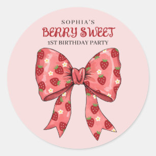 Pegatina Redonda Invitación a la fiesta de Berry Sweet
