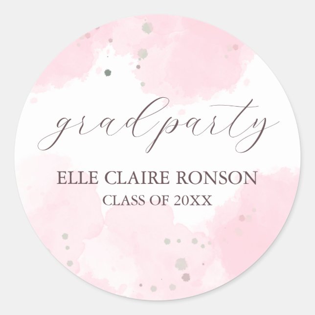 Pegatina Redonda invitación a la fiesta de graduación de elegancia  (Anverso)