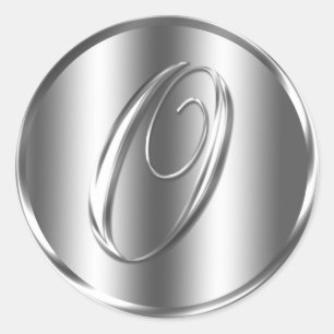 Pegatina Redonda Invitación a matrimonio en color monograma o plata