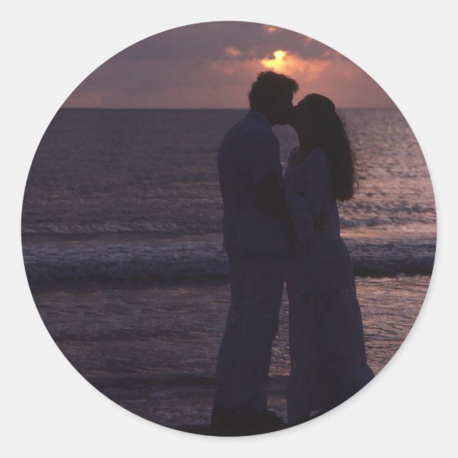 Pegatina Redonda Invitación a matrimonio Personalizado de plantilla (Anverso)