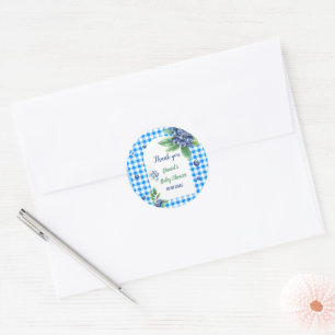 Pegatina Redonda Invitación de Arándano para Baby Shower
