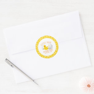 Pegatina Redonda Invitación de Baby Shower de Patito que Nace Pront