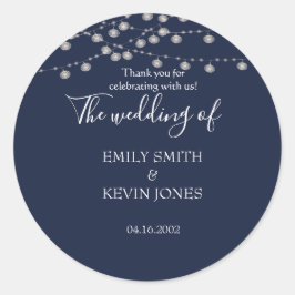 Pegatina Redonda Invitación de boda de la armada rusa con luces de