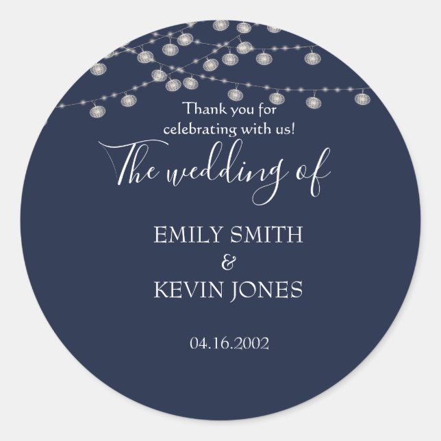 Pegatina Redonda Invitación de boda de la armada rusa con luces de  (Anverso)