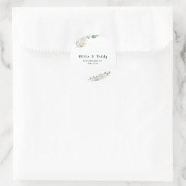Pegatina Redonda Invitación de boda moderna orgánica elegante
