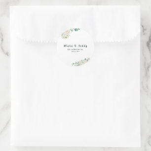 Pegatina Redonda Invitación de boda moderna orgánica elegante