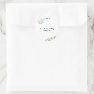 Pegatina Redonda Invitación de boda moderna orgánica elegante