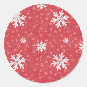 Pegatina Redonda Invitación de copos de nieve en Nochebuena