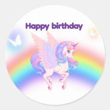 Invitación de cumpleaños con sticker de arcoíris d