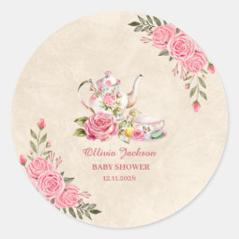 Pegatina Redonda Invitación de Despedida de Soltera para Té de Fies