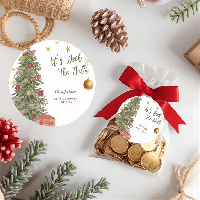 Pegatina Redonda Invitación de Despedida de Soltera "Winter Deck th (Subido por el creador)