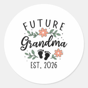 Pegatina Redonda Invitación De Embarazo De La Abuela Futura 2026 Pa