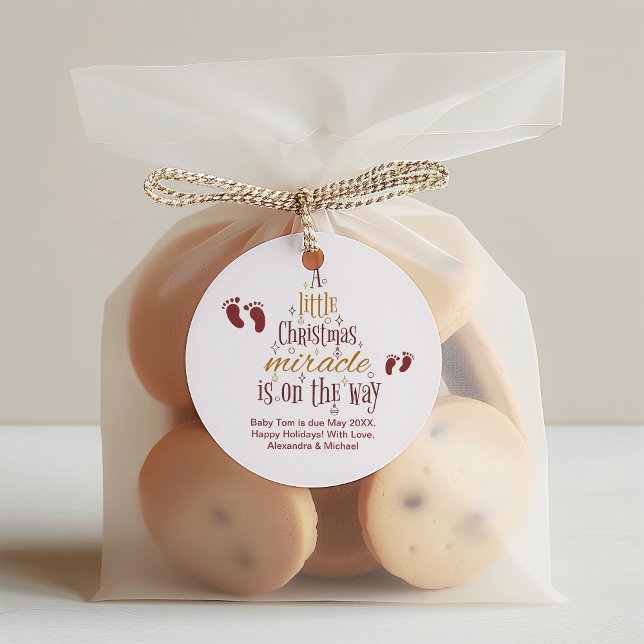 Pegatina Redonda Invitación de embarazo de milagro navidades (Subido por el creador)