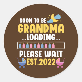 Pegatina Redonda Invitación de embarazo divertida para la nueva abu