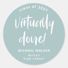 Pegatina Redonda invitación de graduación prácticamente hecha