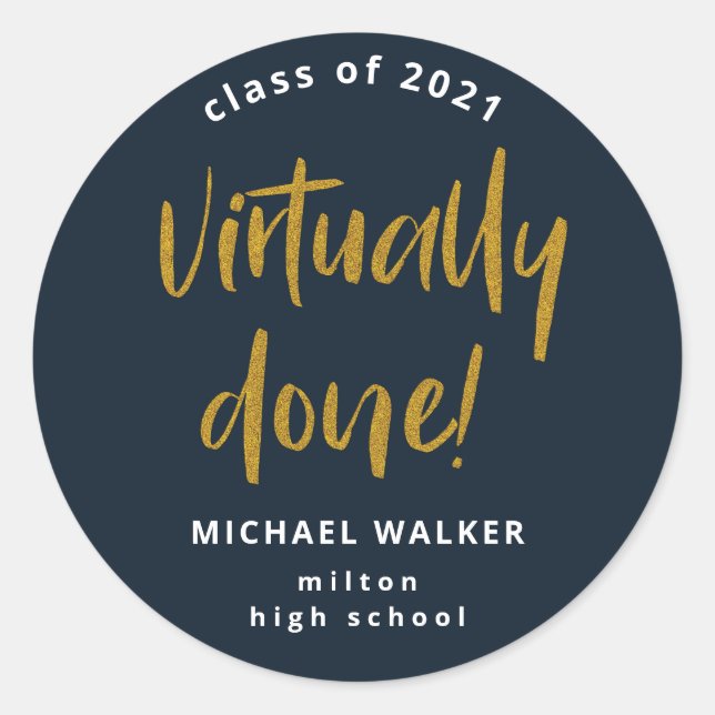 Pegatina Redonda invitación de graduación prácticamente hecha (Anverso)