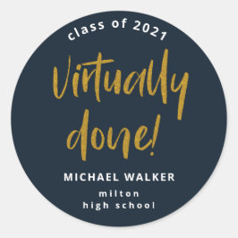 Pegatina Redonda invitación de graduación prácticamente hecha