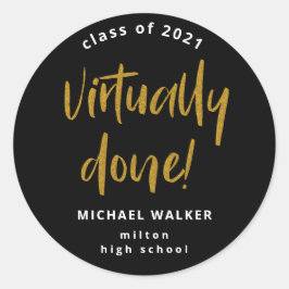 Pegatina Redonda invitación de graduación prácticamente hecha