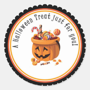 Pegatina Redonda Invitación de Halloween apenas para usted pegatin