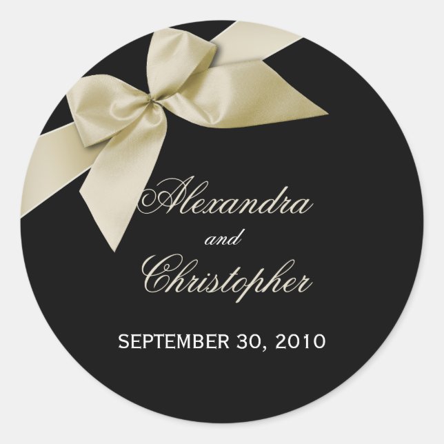 Pegatina Redonda Invitación de invitación a la boda de la cinta de  (Anverso)