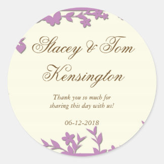 Pegatina Redonda Invitación de la boda de Papel Picado - palomas