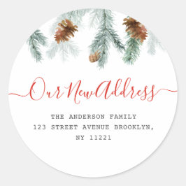 Pegatina Redonda Invitación de movimiento de vacaciones de guión ro