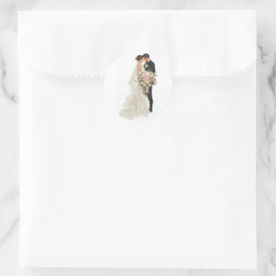 Pegatina Redonda Invitación de Nikah musulmán editable - Blanco Roj