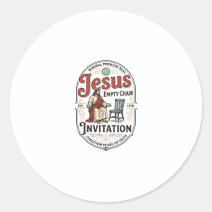Pegatina Redonda Invitación de silla vacía de Jesús Invitación de s
