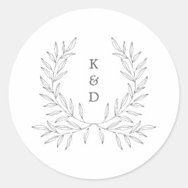 Pegatina Redonda Invitación mínima a la boda formal de Laurel K310